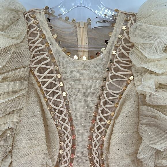 Zimmermann Dancer Glitter Tulle Dress - Cream - 1 or US 6 - New with tags - Picture 6 of 14